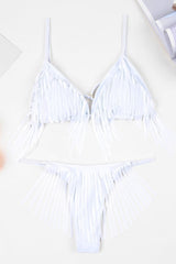 Tassel Sliding Triangle String Thong Bikini - Two Piece Set