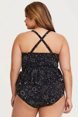 Plus Size Starry Underwire Peplum Tankini Swimsuit - Two Piece Set