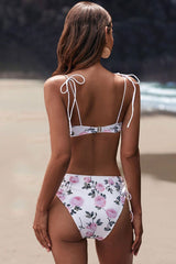 Ruffle Floral Print Bralette Bikini - Two Piece Set