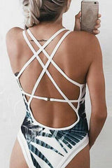 Hollow-out White One-piece Swimwear