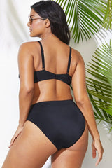 Plus Size Knotted Front Bralette Bikini - Two Piece Set