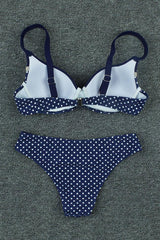 Polka Dot Ruched Underwire Bikini - Two Piece Set