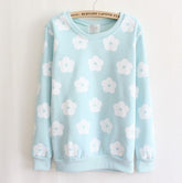 Beautiful Patch Flowers Pullovers Warm Fleece Sweatshirt Hoodie