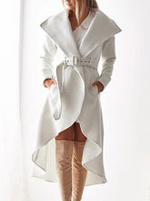 Belted Trench Coat Irregular Trim Wrap Coat