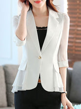 Blazer Jacket Pockets Three Quarter Sleeve Casual Blaze