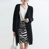 Cashmere V-neck loose long sleeve solid color knitted long sweater