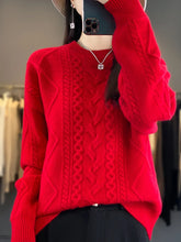 Cashmere Wool Pullover O-Neck Twist Flower Knitwear Quality Soft Warm Jumper Sweater