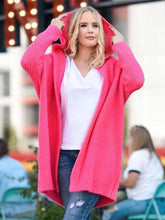 Casual Batwing Sleeves Hooded Open Front Solid Color Sweaters