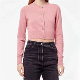 Casual Elastic knit slim long sleeved button decoration knitwear Pure cashmere outerwears