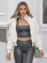 Casual Faux Sherpa With Hood High-neck Jacket