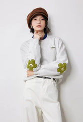Casual Flower Patchwork Sleeve Round Neck Hoodie