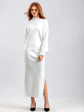 Casual Knitted Loose Warm Pullovers Sweater Two Pieces Long Skirt Suits