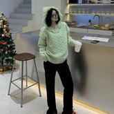 Casual Long Sleeve Acrylic Hooded Collar Loose Sweater