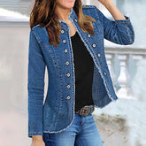 Casual Long-Sleeve Cardigan Stand Neck Single Breasted Jacket