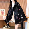Casual Single Breasted Pocket Buttons Cardigan Printed Denim Jacket