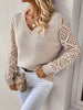 Casual V-Neck Knit Pullover Loose Fit Knit Slight Stretch Sweater