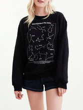 Casual Zodiac Graphic Letter Print Round Neck Long Sleeve Sweatshirts