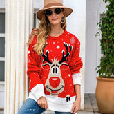 Christmas Reindeer Round Neck Long Sleeve Knitwear