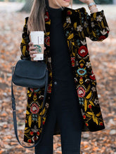 Coats Turndown Collar Long Sleeve Flowers Embroidered Coat