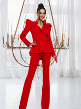 Elegant Classic V-neck Single Button Business Wedding Tuxedo Blazer Office Pant Suits