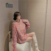 Elegant Knit Long Sleeve Round Neck Loose Outer Wear Sweater
