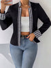Elegant Long Sleeve Turn Down Collar Office Style Slight Stretch Blazer