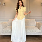 Elegant Sleeve Stand Collar Single Breasted Waist Slim Blazer
