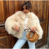 Elegant Soft Open Stitch Oversize Loose Fur Coat Outerwear