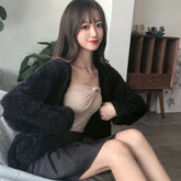 Fashion V-Neck Thicken Warm Mink fleece Sweater