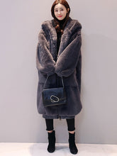 Faux Fur Hooded Long Sleeve Maxi Coat