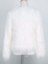Faux Fur Long Sleeves Casual Jewel Neck Coat