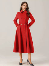 Flared Blend Turndown Collar Double Waist Elegant And Vintage Coat