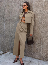 Formal Crop Top With High Waist Slit Long Skirt 2 Piece Set