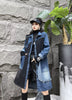 Fringe Patchwork Pleated Windbreaks Casual Loose Trench Midi Coat