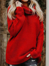 High Collar Long Sleeves Oversized Acrylic Pullover Sweater