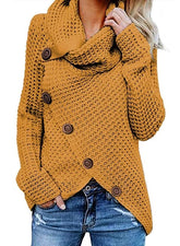 High Neck Pullover Solid Color Sweater