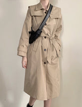 Long Windbreaker Korean Single Breasted Coat With Belt