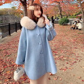 Luxury Fox Fur Loose Korean Double-Faced Woolen Coats
