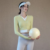 Fitted slimming faux two-piece long-sleeve