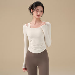 Autumn and winter nude slimming yoga clothes tops fitness T-shirts