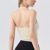 Design polka dot halterneck training fitness back bra
