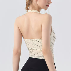 Design polka dot halterneck training fitness back bra