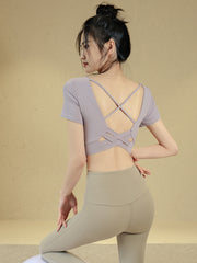 Quick-drying back-beautiful short sleeves