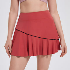 Fake two-piece anti-walk pleated sports badminton tennis skirt with pockets