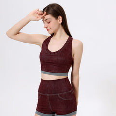 Imitation denim retro comfortable running fitness vest bra