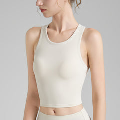 Threaded skinny crew neck high-intensity sports bra