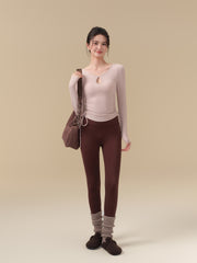 Fall and winter high-end drawstring pleated sports long sleeves