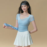 Sports fitness T-shirt with chest pad cutout, Breathable and beautiful back