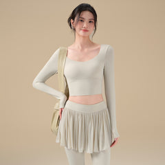 High-value mesh beauty back gym suit top with chest pad