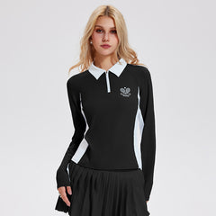 New lapel slim fit tennis long-sleeved top